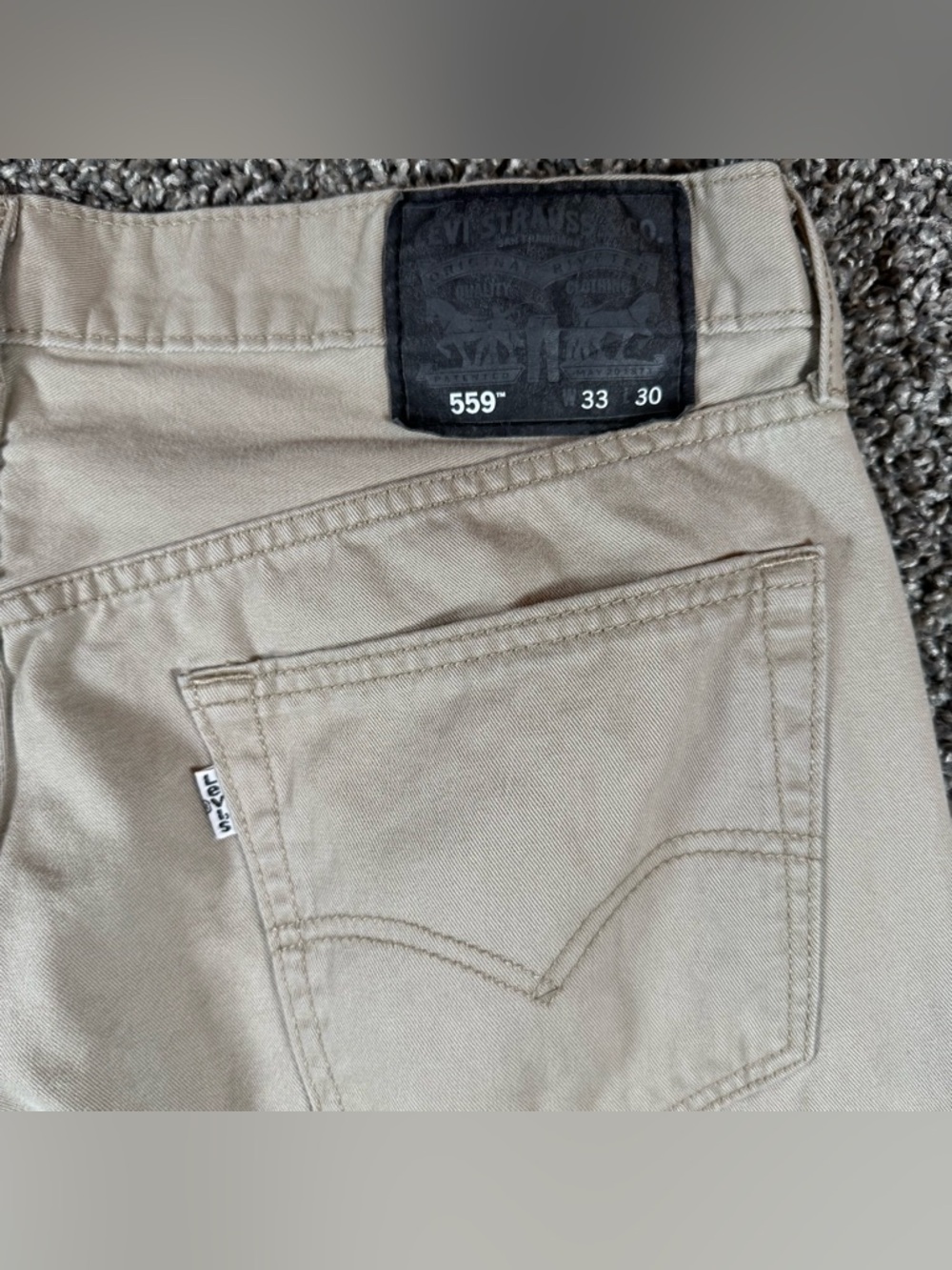 Levis 559 Men’s 33x30 Tan Khaki Straight Leg Mid Rise Jeans Pants 1614